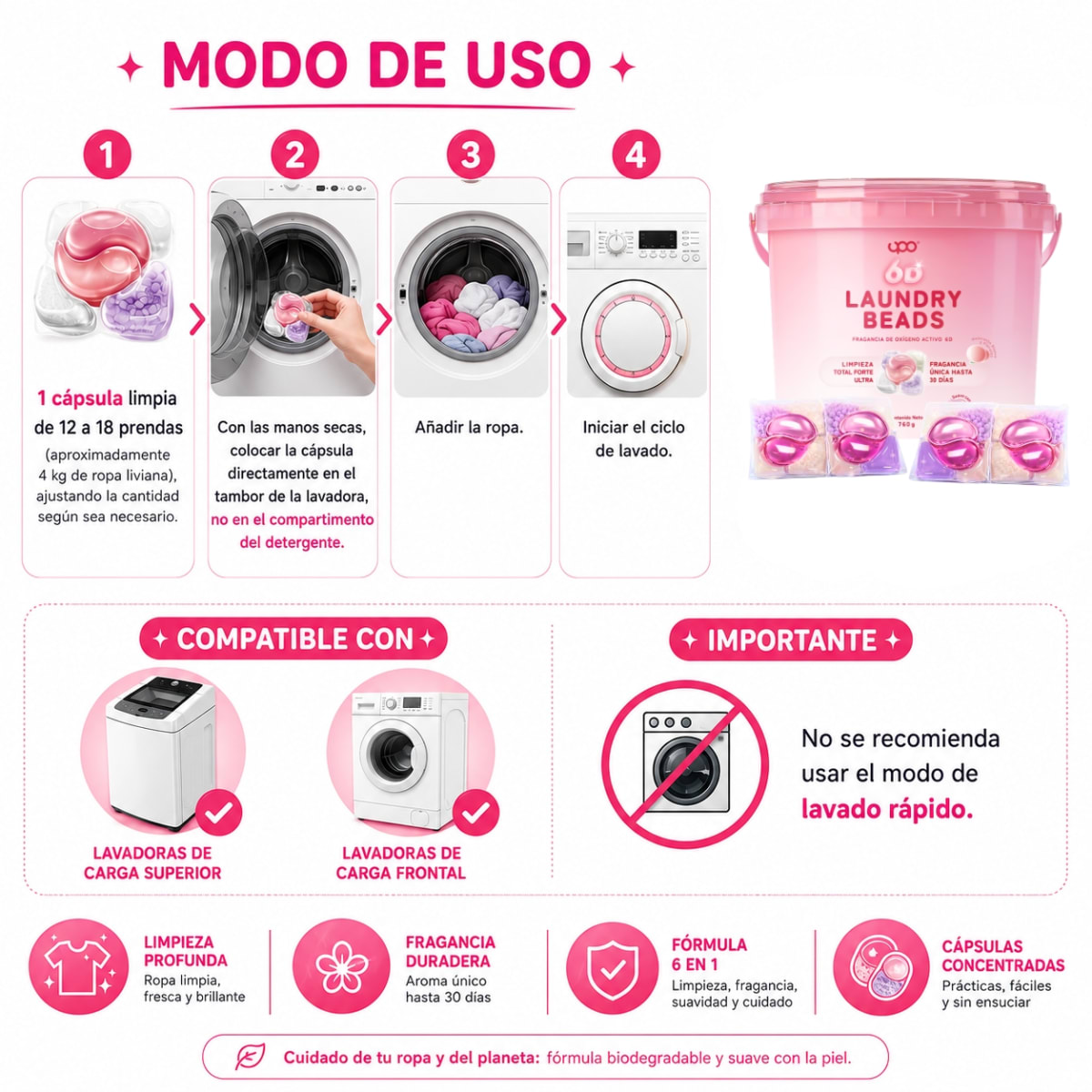 Detergente en Cápsula UPO- 76 cápsulas 6 en 1-  aroma melocotón y florales3