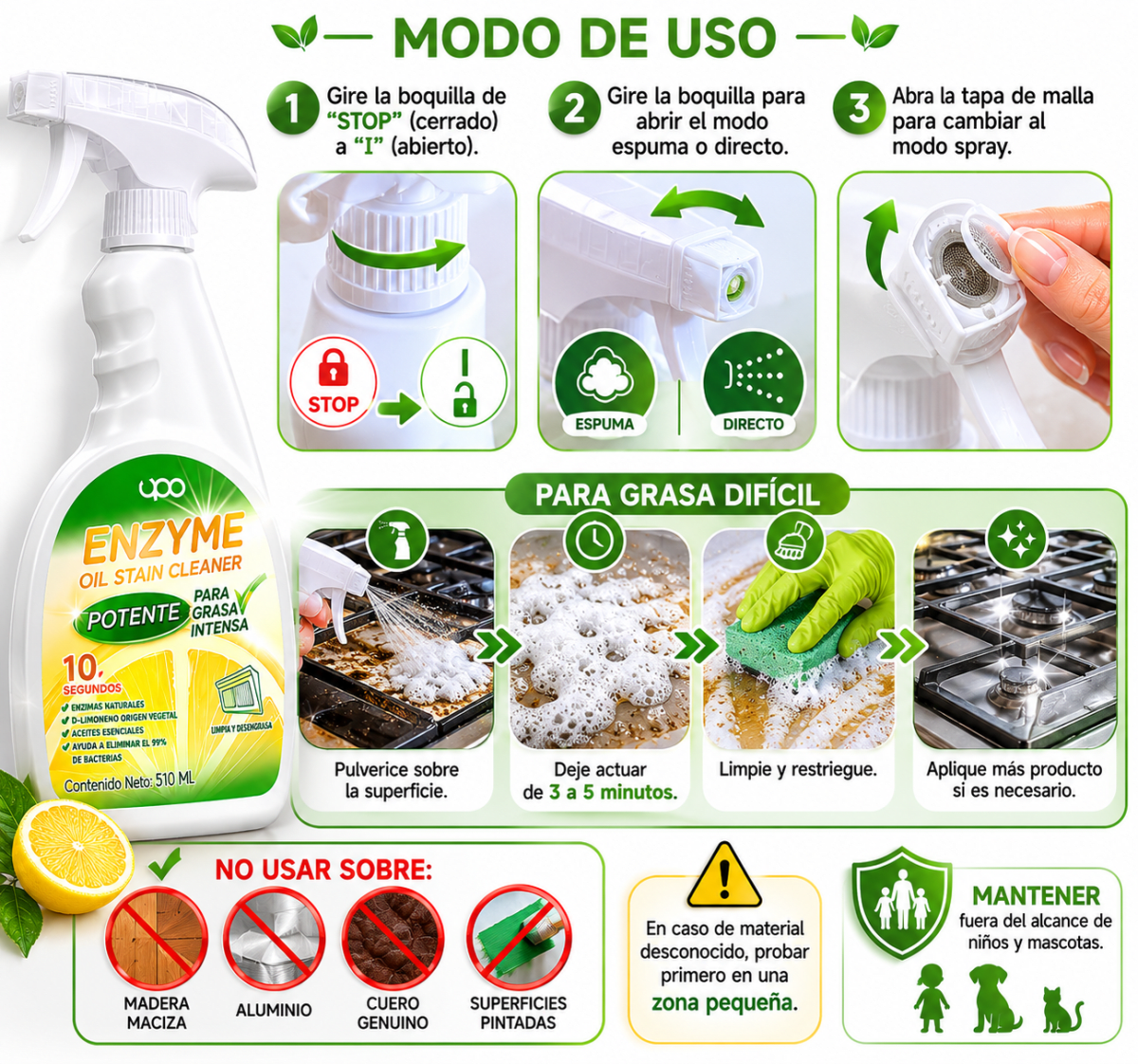 Limpiador de grasa enzimático 510 ml2