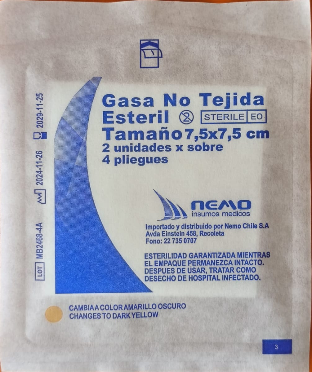 COMPRESA DE GASA NO GAUZE  7,5 X 7,5 CM (50 UNIDADES)1