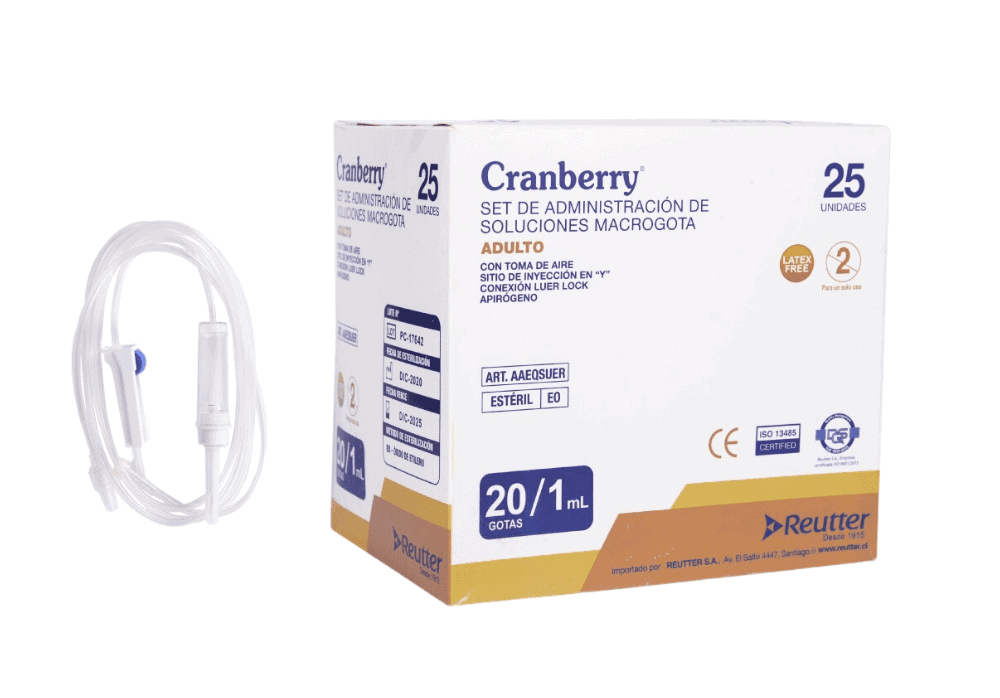 SET DE ADMINISTRACION SOLUCIONES CRANBERRY MACROGOTERO 20 G/ML - UN1