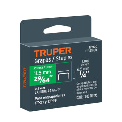CAJA 1.000 UN.GRAPA 1/4' PARA ENGRAPADORA TRUPER ET-19 Y ET-21