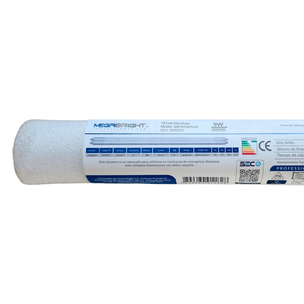 TUBO LED T8 9W 6000K GLASS3