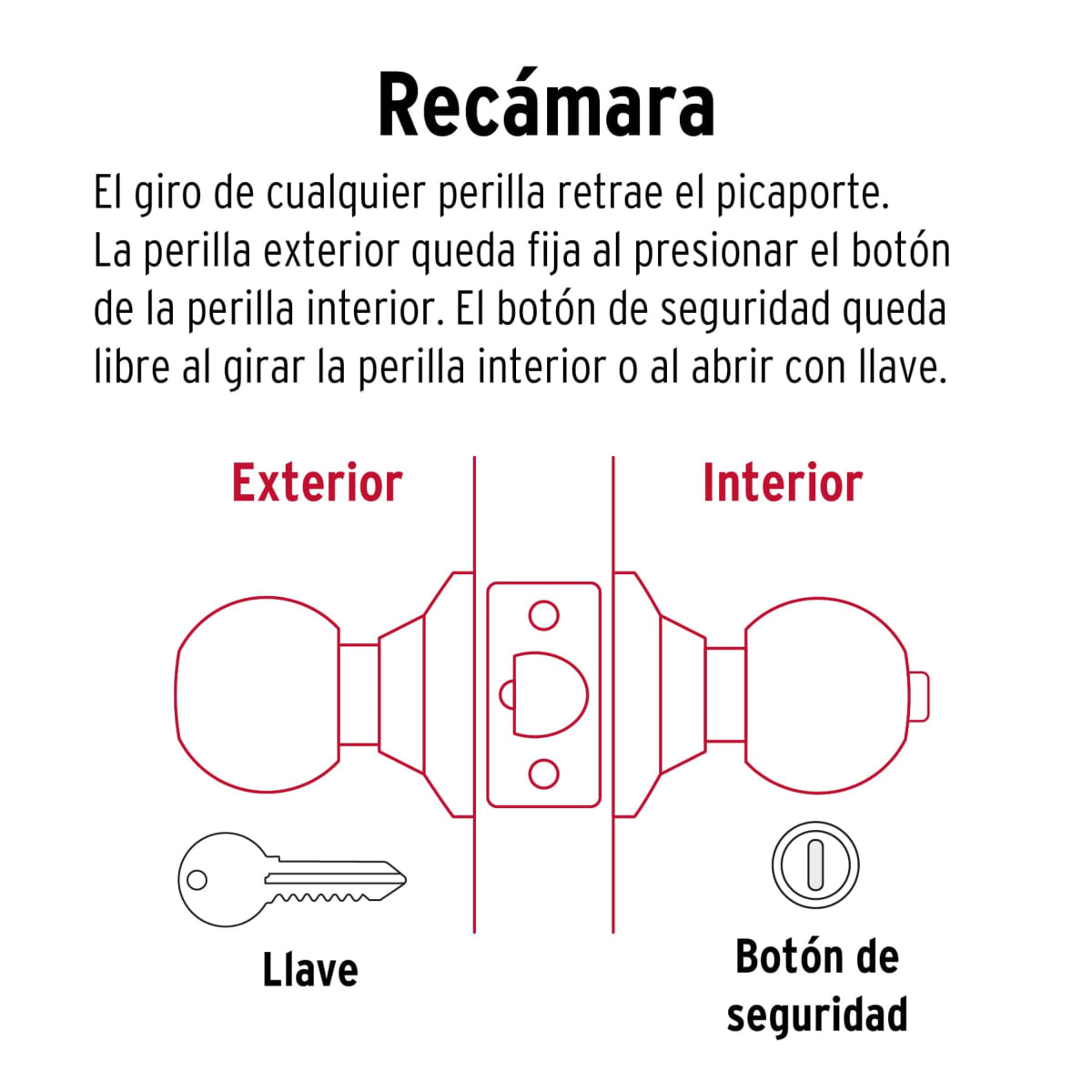 CERRADURA POMO HABITACION, CROMO HERMEX BAL-CM-RP4