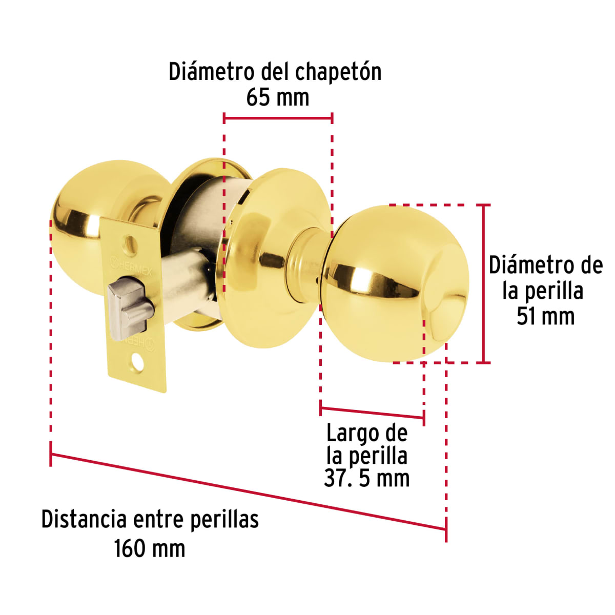 CERRADURA POMO ENTRADA BRONCEADA HERMEX #235603
