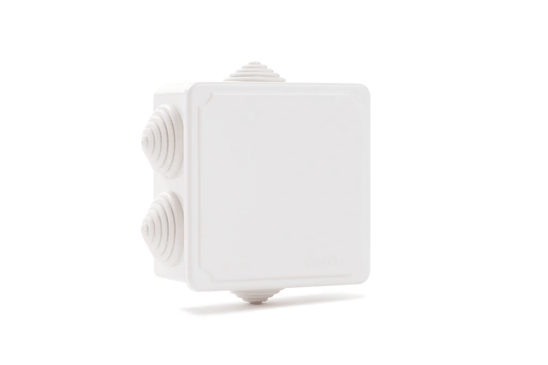 CAJA ESTANCA 80X80X45 IP55 6 SALIDAS BCO. (2100-BL)1