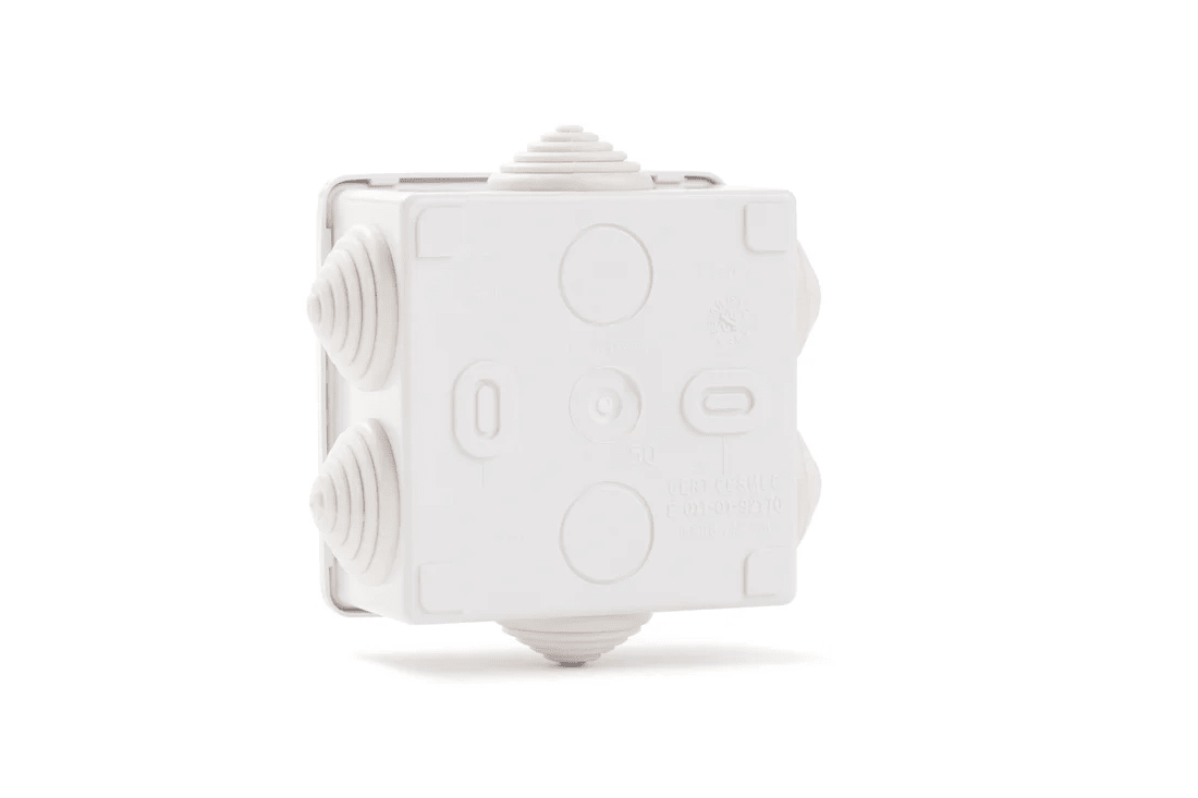 CAJA ESTANCA 80X80X45 IP55 6 SALIDAS BCO. (2100-BL)2