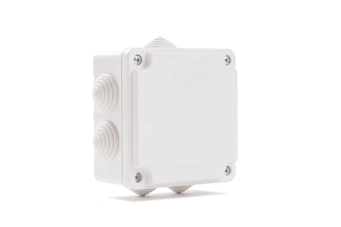CAJA ESTANCA 100X100X60 IP55 7 SALIDAS BCO. (2101-BL)1