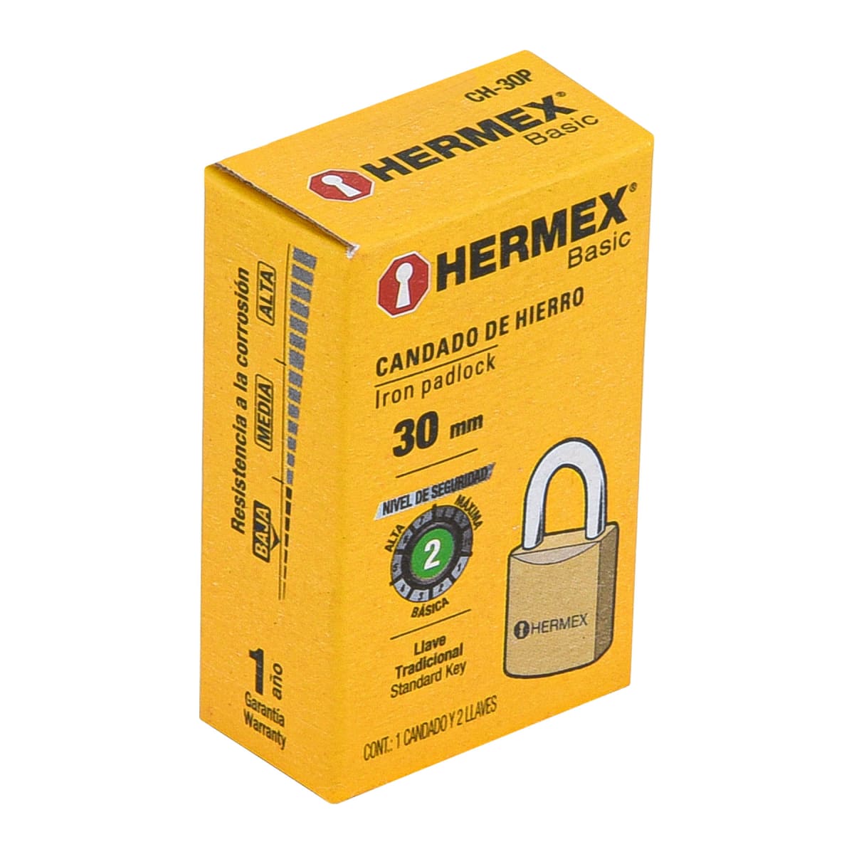 CANDADO HIERRO 30MM HERMEX #23522 (CAJA)3