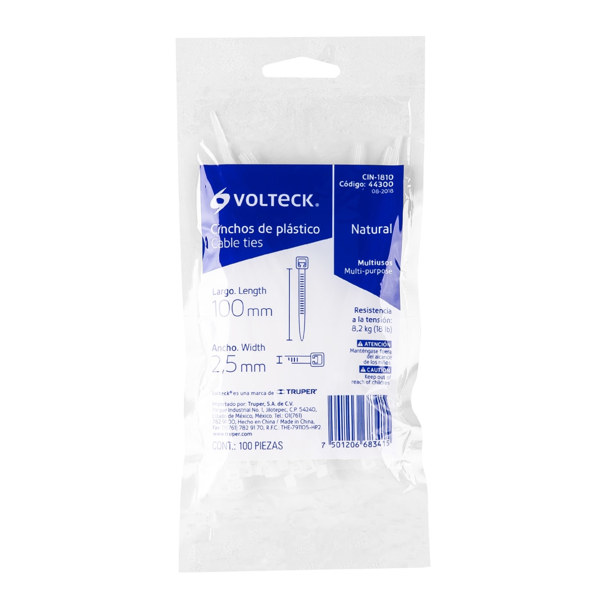 AMARRACABLE PLASTICO BLANCO 2.5MM X 10CM (BOLSA 100 UN.)1