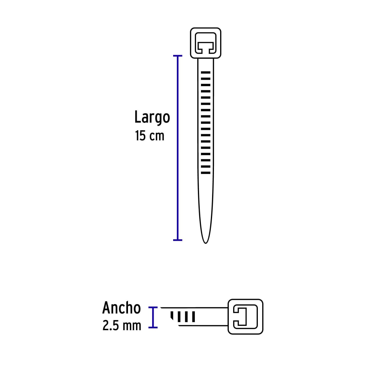 AMARRACABLE PLASTICO BLANCO 2.5MM X 15CM (BOLSA 100 UN.)2
