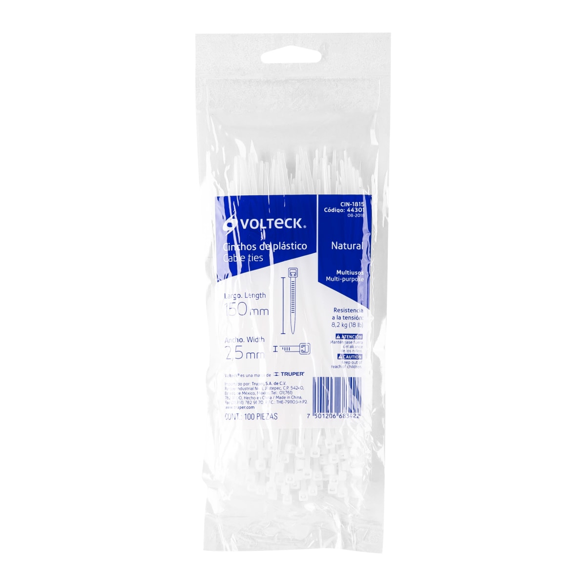 AMARRACABLE PLASTICO BLANCO 2.5MM X 15CM (BOLSA 100 UN.)1