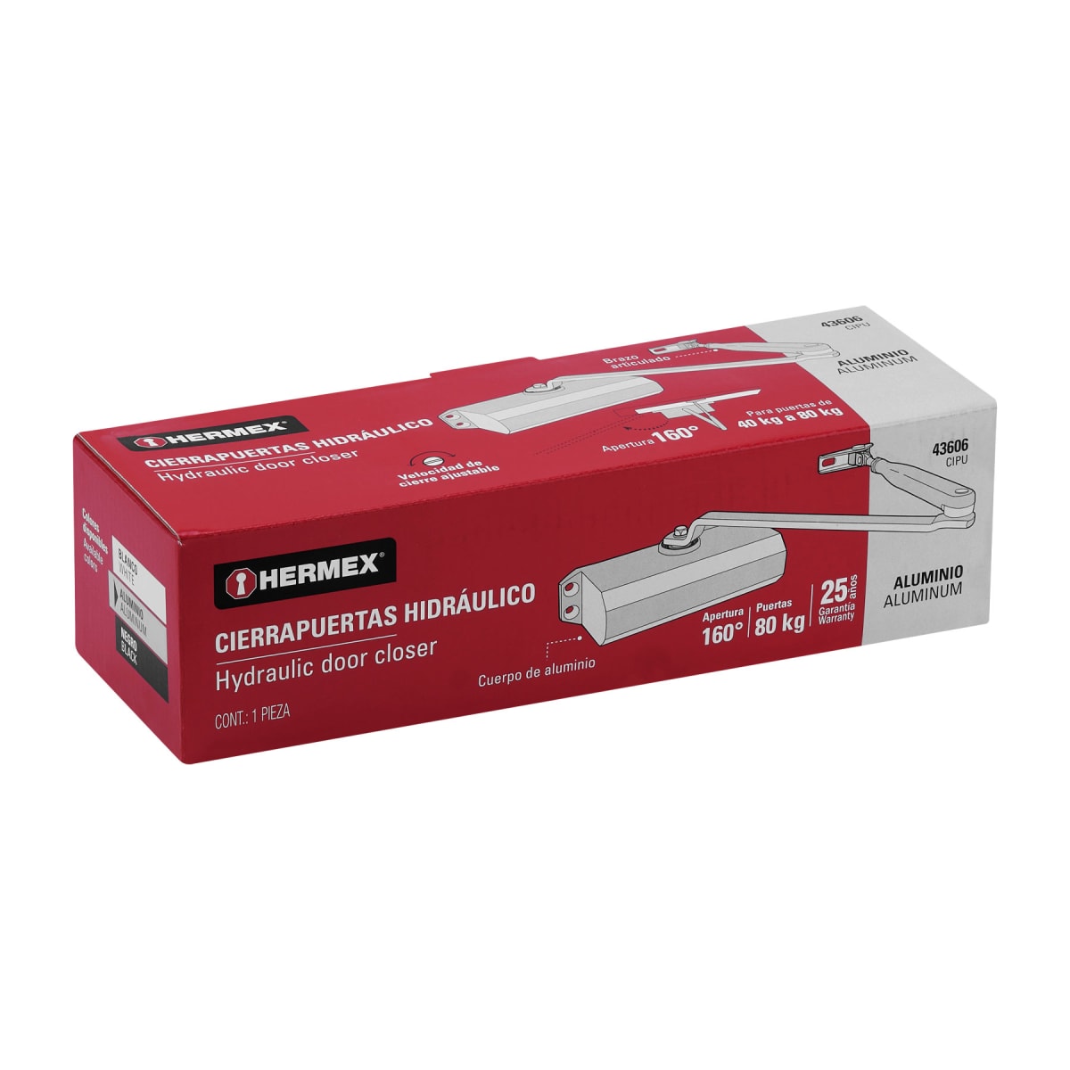 CIERRAPUERTA HIDRAULICO 40 A 80 KG HERMEX #CIPU1