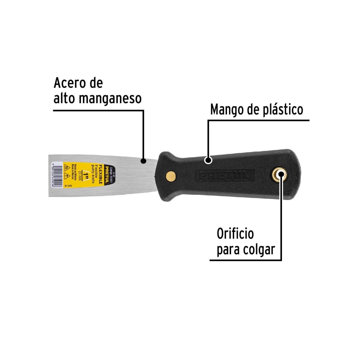 ESPATULA FLEXIBLE 1' M/PLASTICO  PRETUL E-3F3