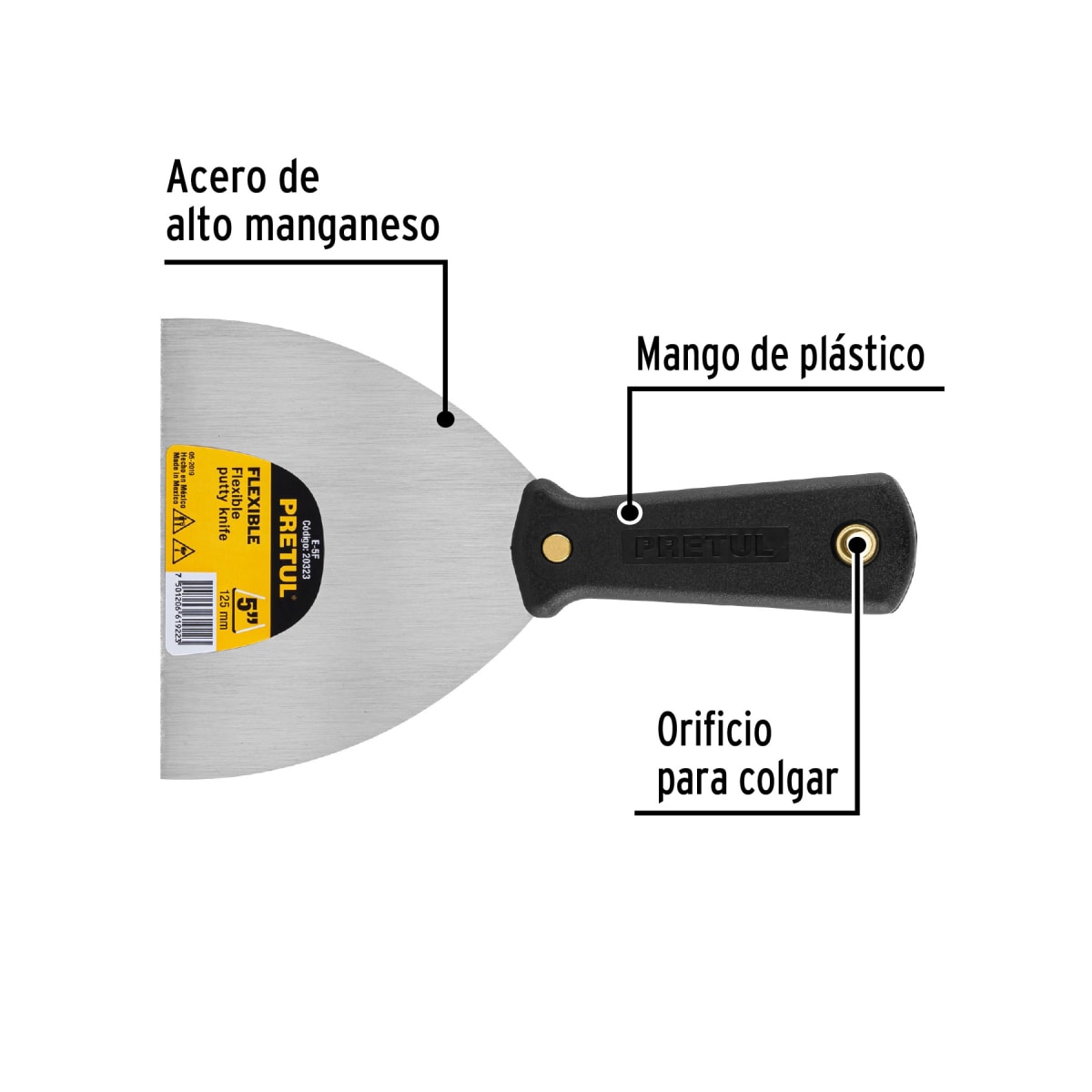 ESPATULA FLEXIBLE 5' M/PLASTICO  PRETUL E-5F3
