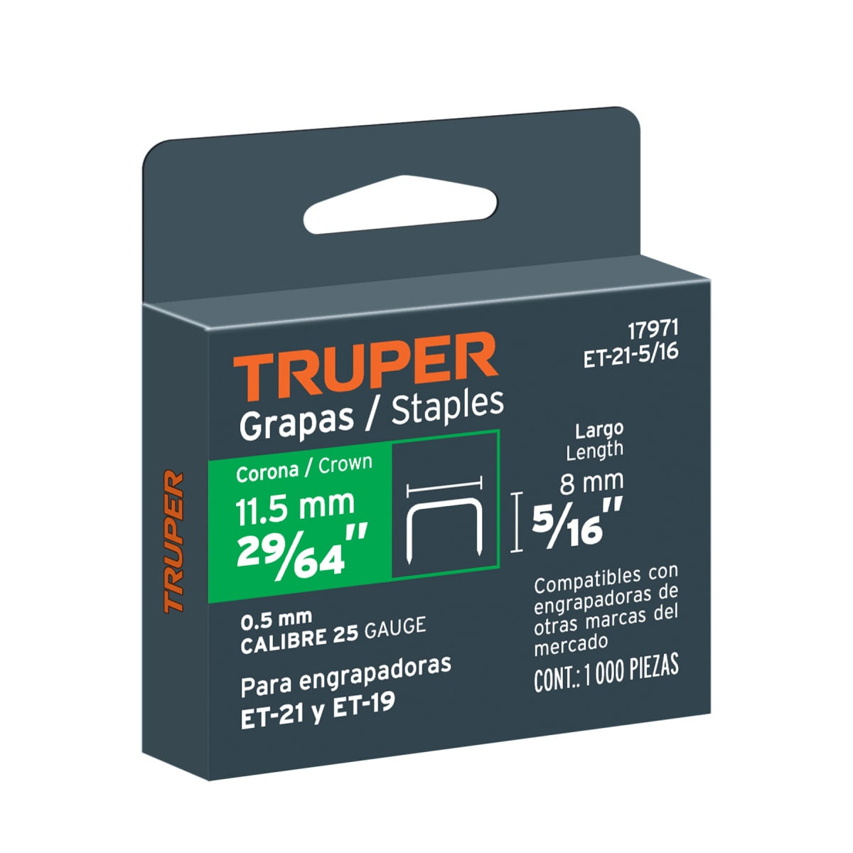 CAJA 1.000 UN.GRAPA 5/16' PARA ENGRAPADORA TRUPER ET-19 Y ET-211