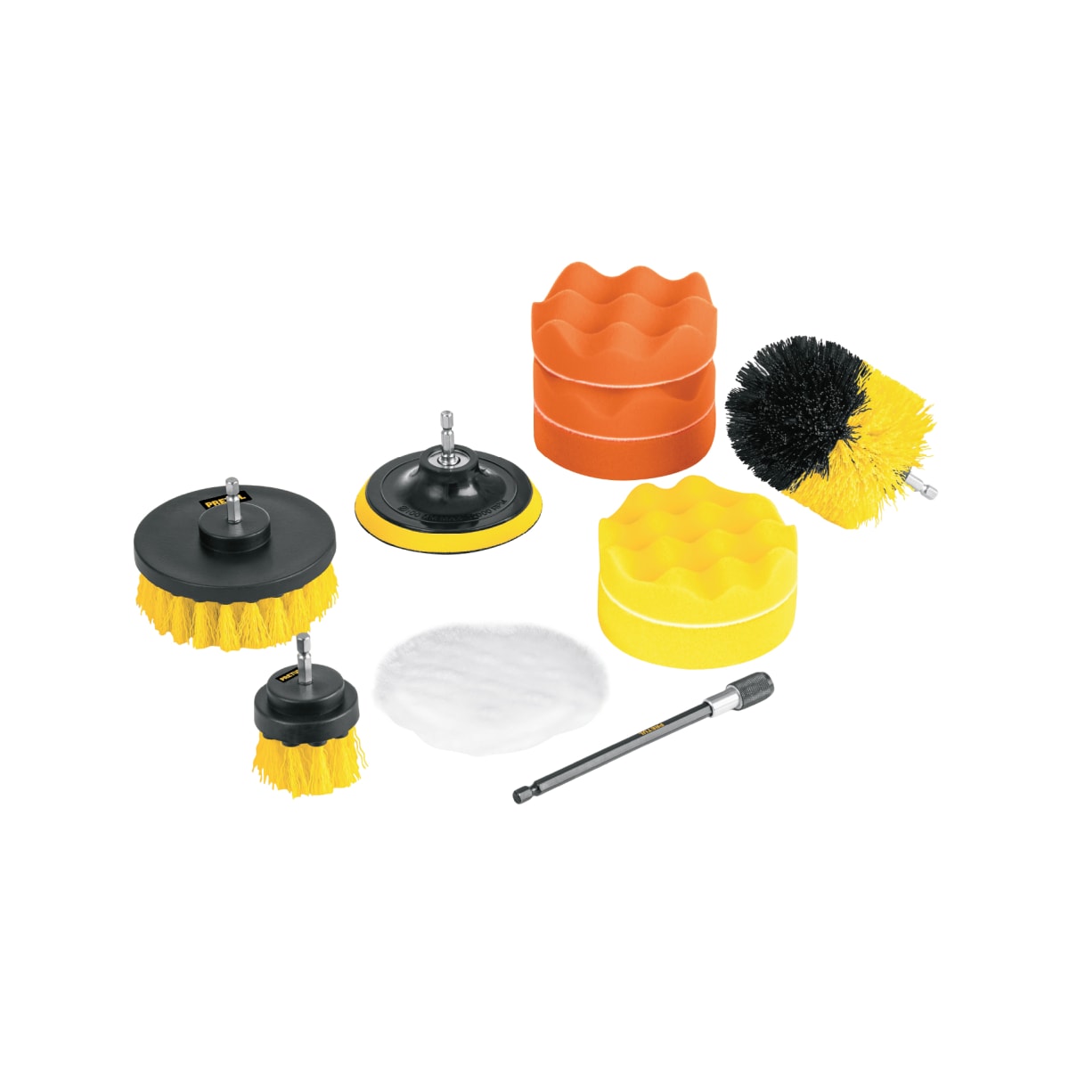 JUEGO 11 ACCESORIOS DE LIMPIEZA Y PULIDO P/TALADRO PRETUL JCE-11P2