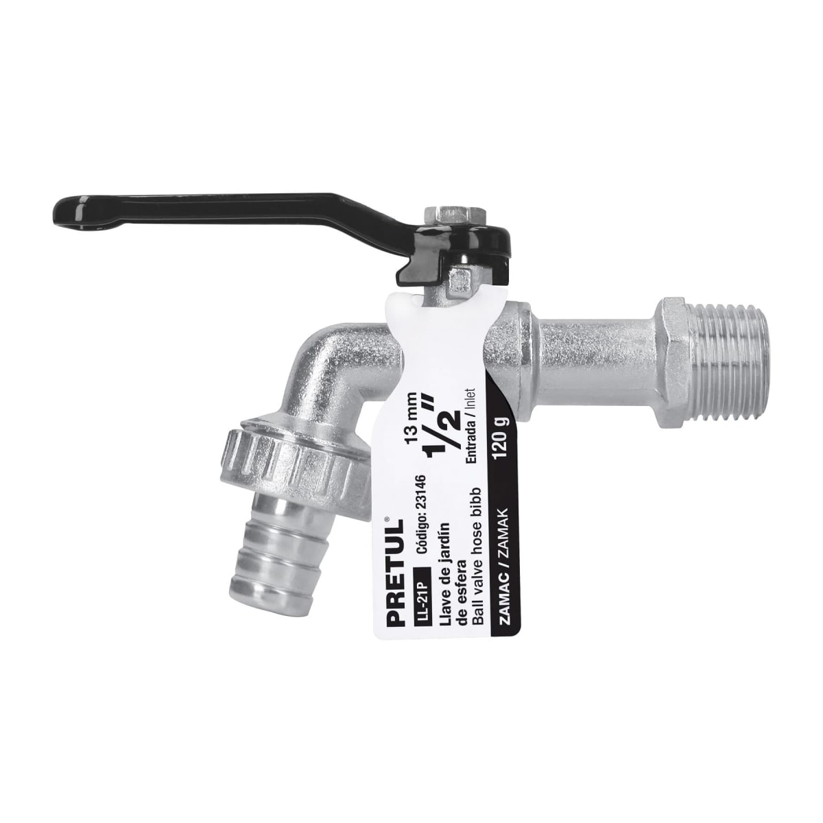 LLAVE DE BOLA  1/2 X 3/4 ZINC. PRETUL LL-21P1