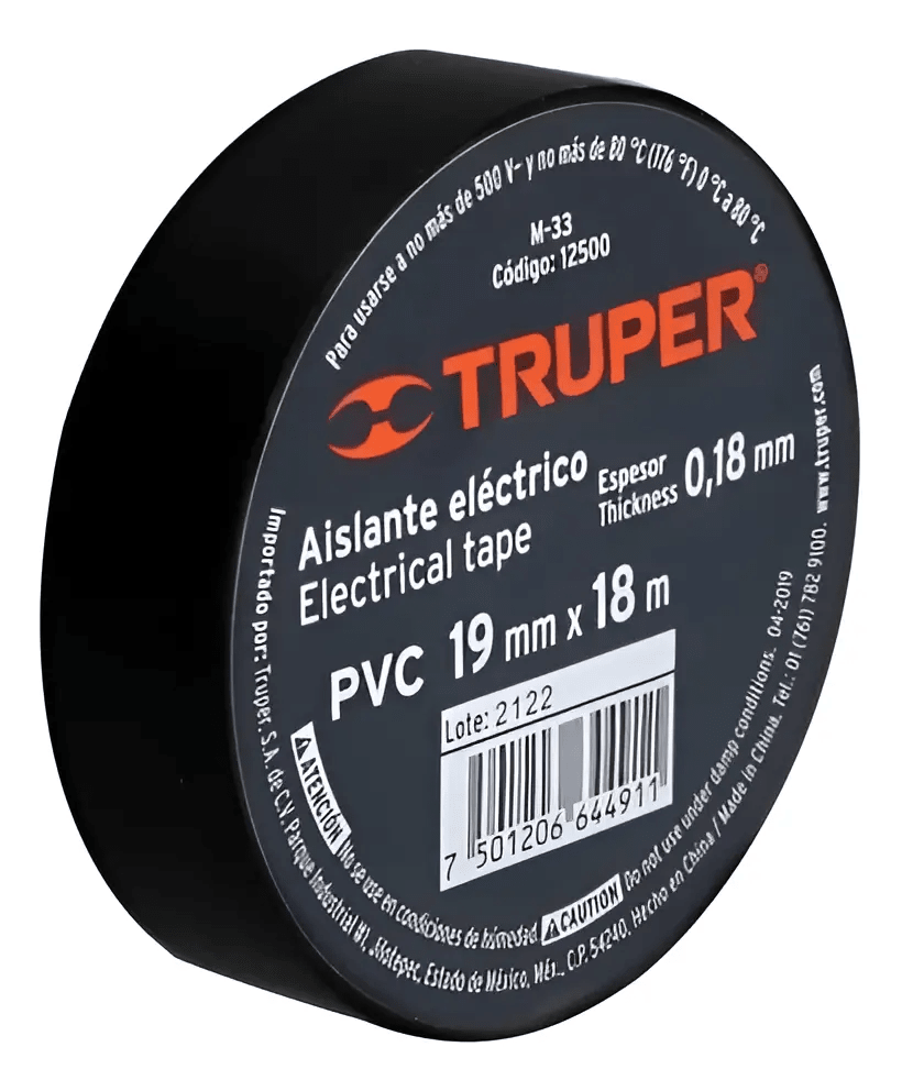 CINTA AISLADORA NEGRA 19MM X 18 MTS. TRUPER M-331