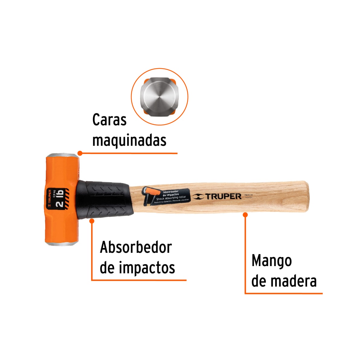 COMBO 2 LBS. C/MANGO MADERA 12 TRUPER #165063