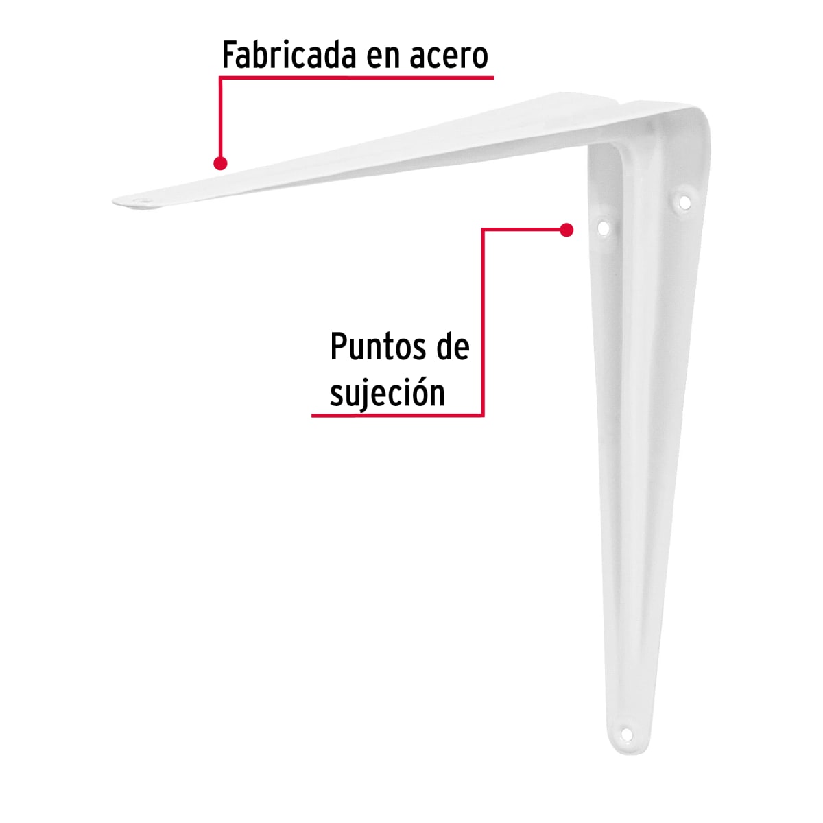 ESCUADRA REPISA ACERO BLANCA 8