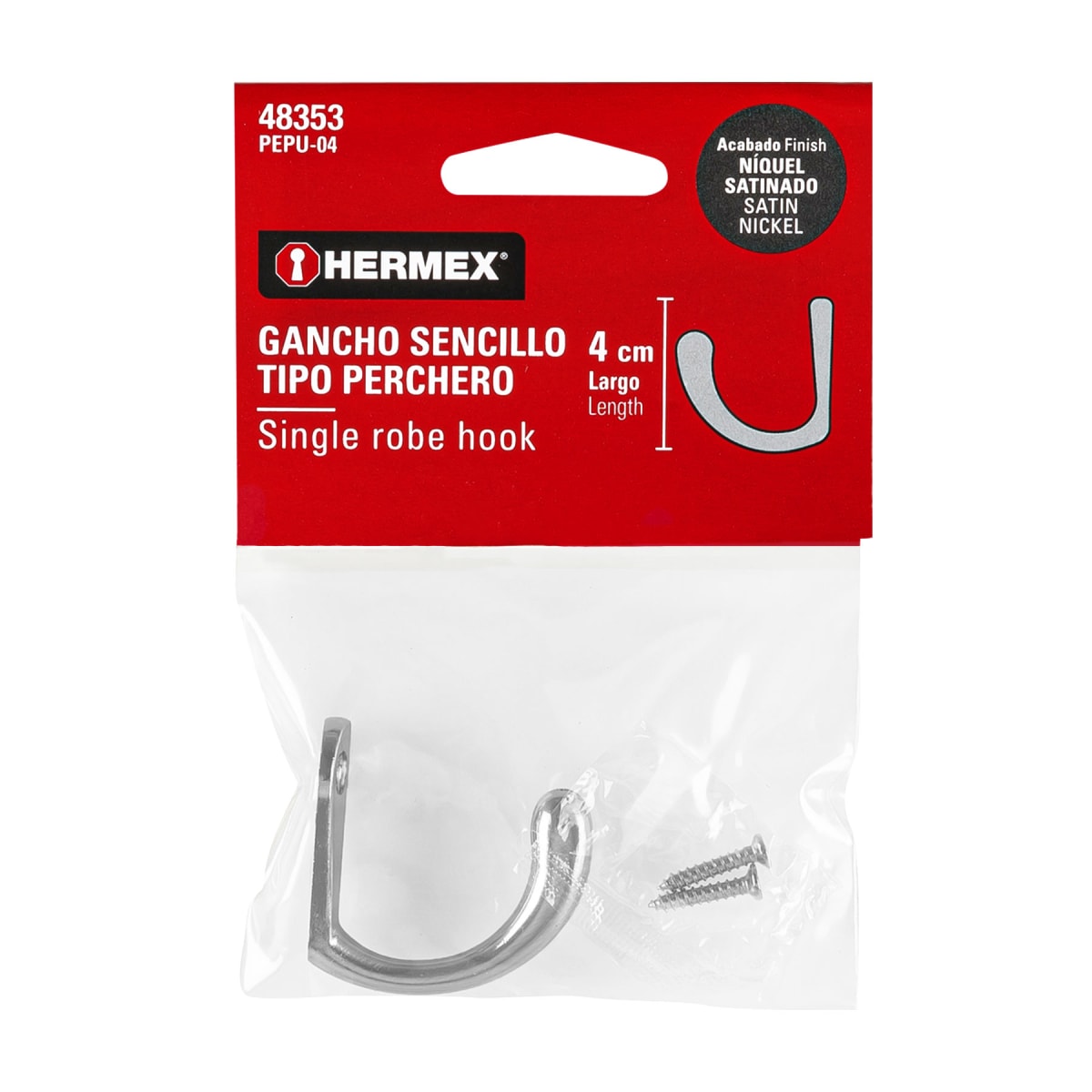 GANCHO TIPO PERCHERO SIMPLE HERMEX #483532