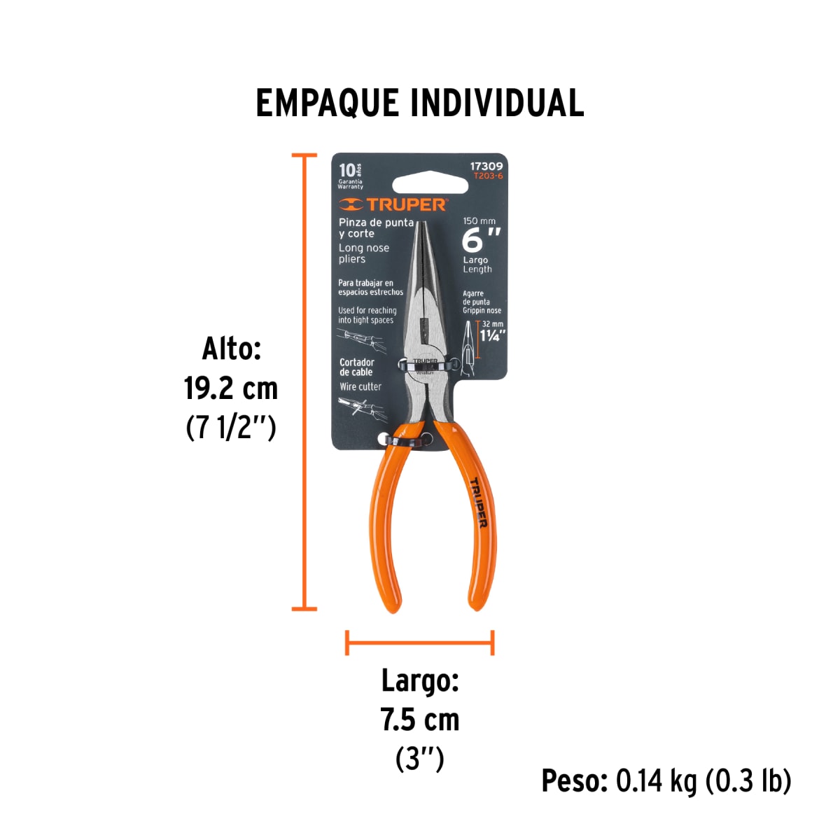 ALICATE DE PUNTA 6 MANGO TRUPER #173092