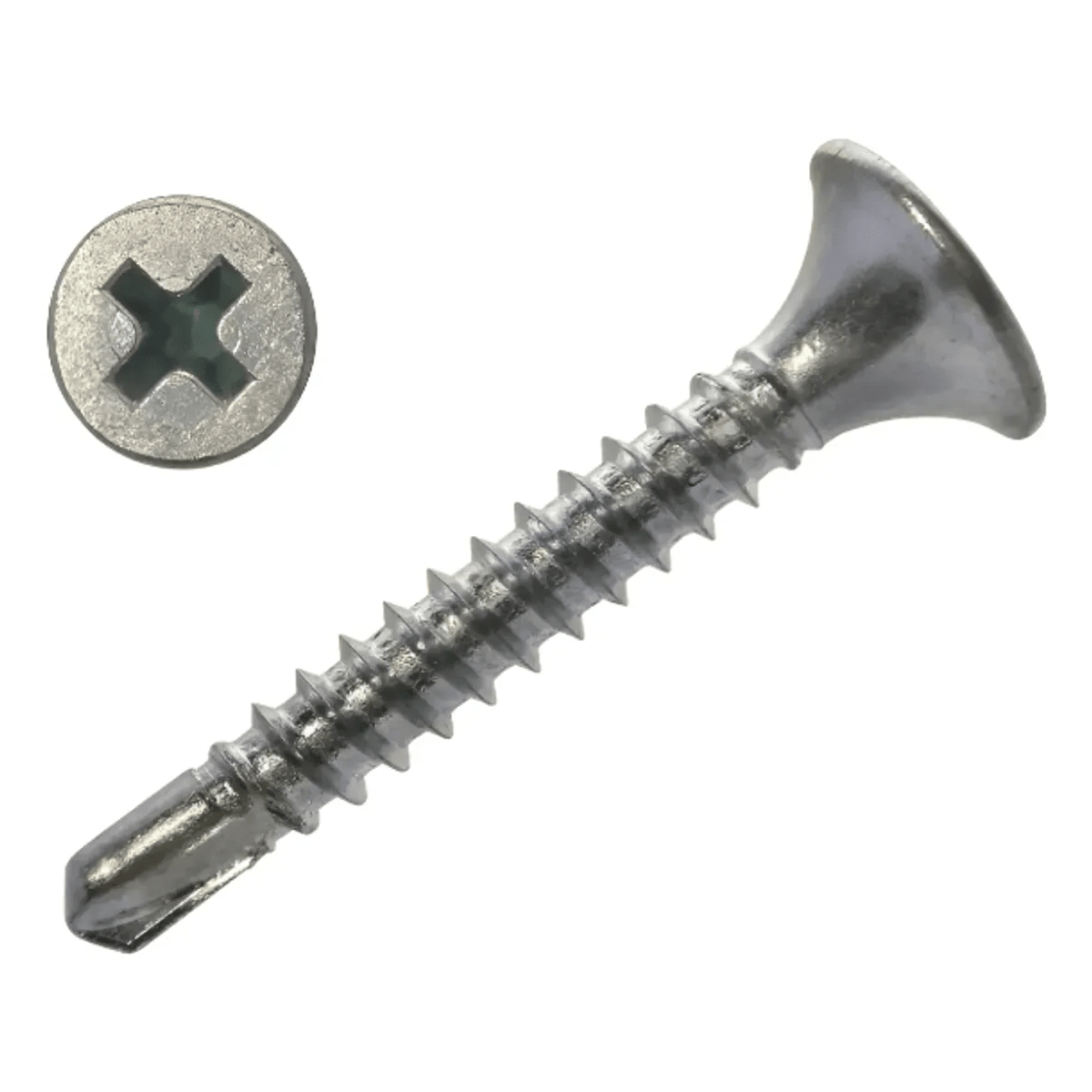 TORNILLO AUTOP.ERFORANTE ZN CABEZA PLANA 6 X 1.1/4' (100 UNIDADES)1