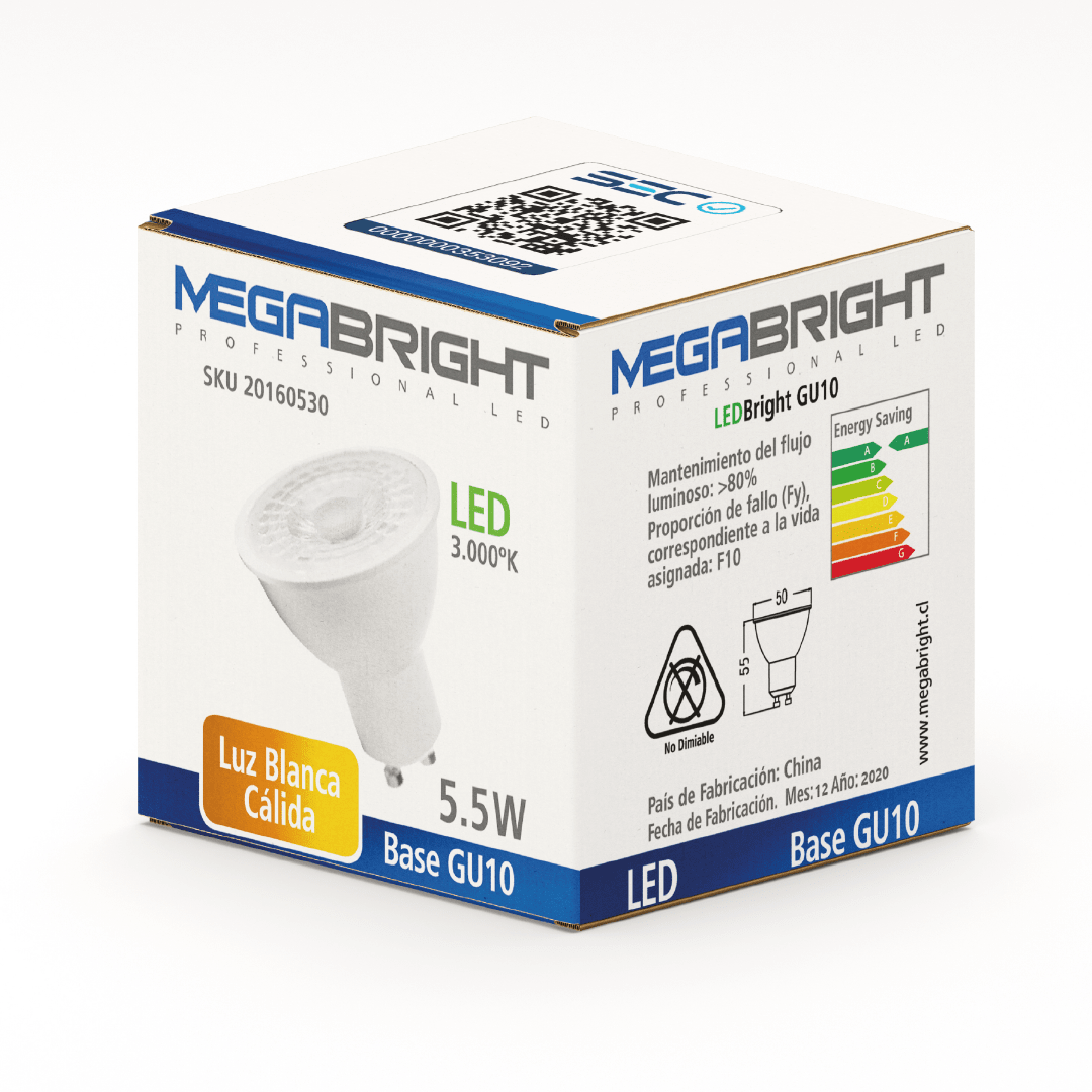 AMPOLLETA LED GU10 5.5W 3000K MEGABRIGHT2