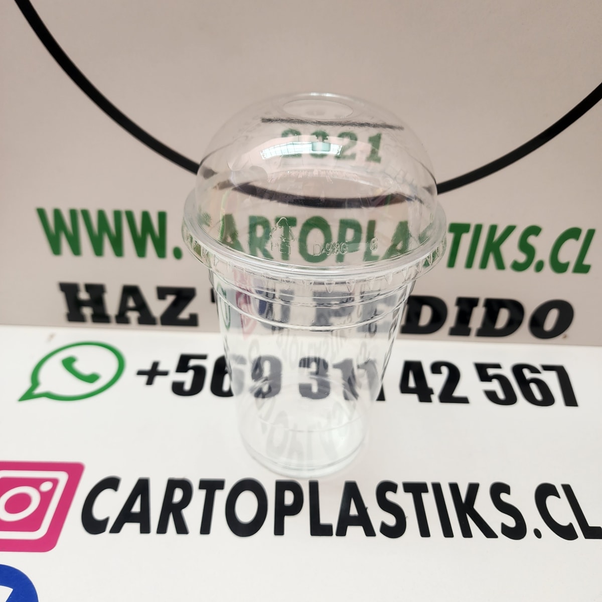 TAPA DOMO VASO 16 OZ PET C/PERF 100UN2