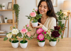 ROSA MACETA BLANCA