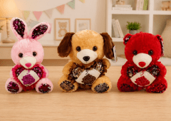 PELUCHE ANIMALES CON CORAZONES 20 CM