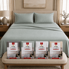 GOLSUN SET X4 PIEZA  SABANA COLOR ENTERO 2 PLAZA  ESTUCHE