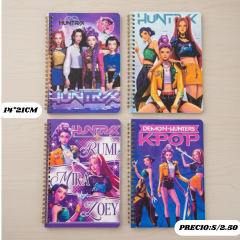 CUADERNO DEMON HUNTERS K-POP HOJAS RAYADAS