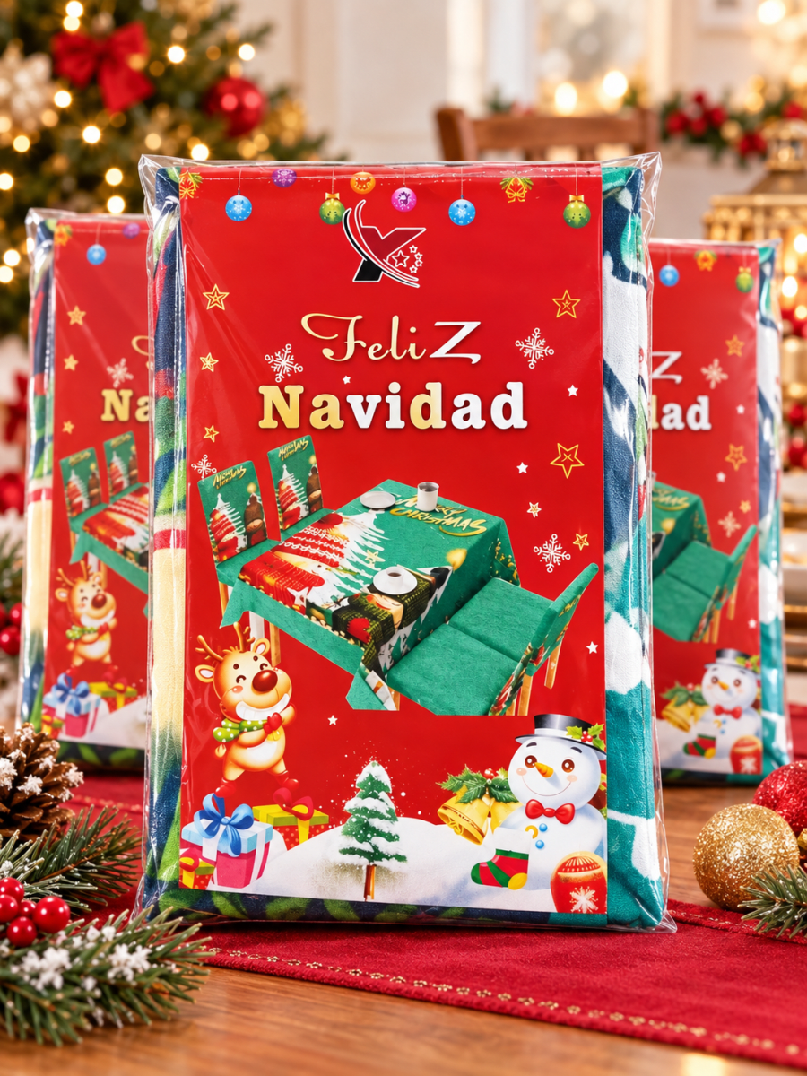 SET DE MANTEL Y FUNDA DE SILLA NAVIDAD1