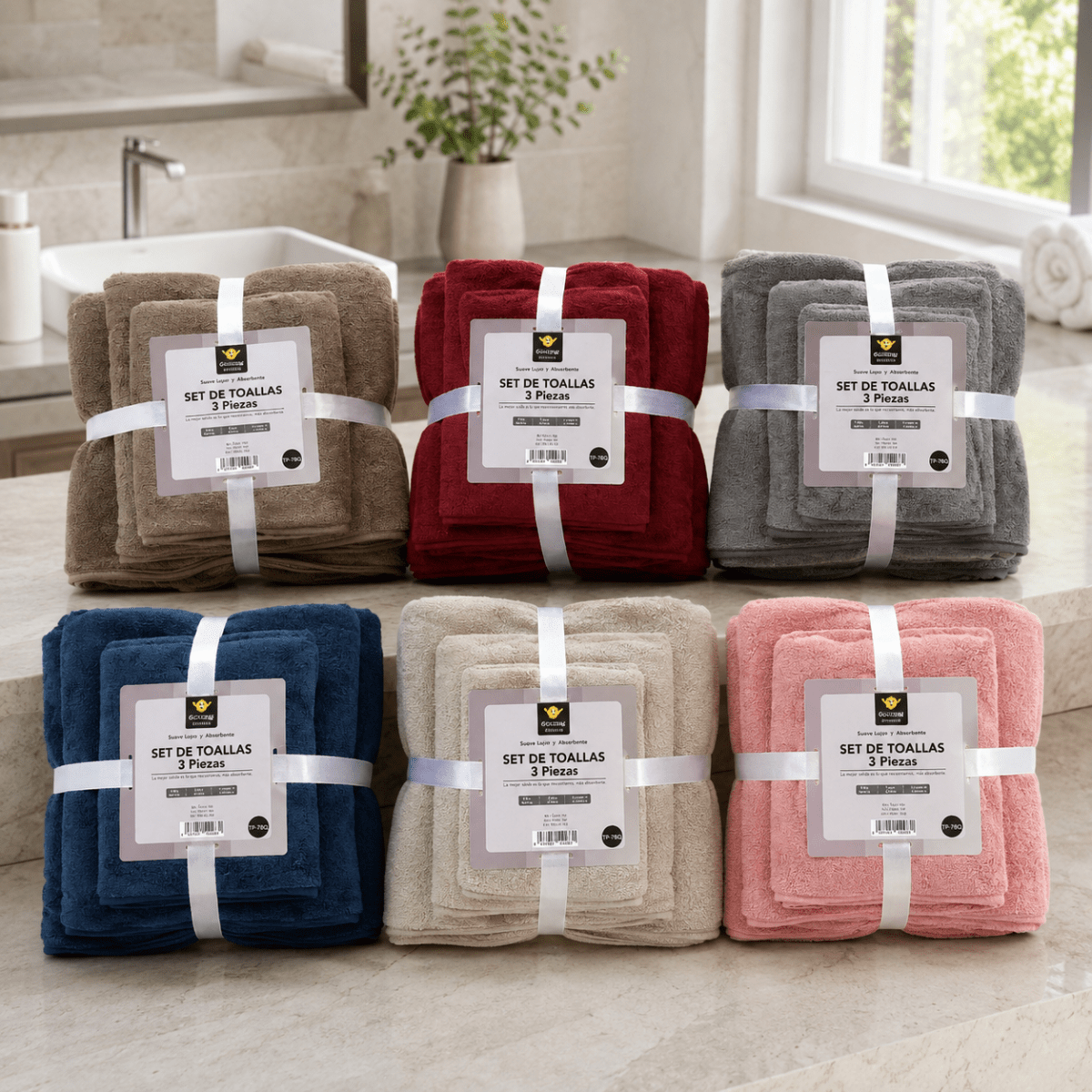 SET DE 3 TOALLAS MICROFIBRA COLOR ENTERO1