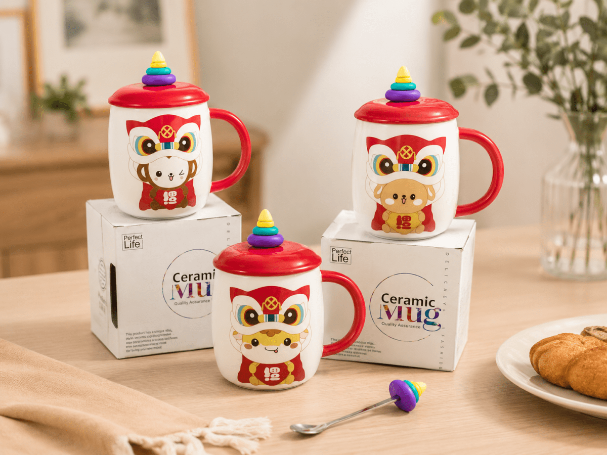 TAZA CERAMICA DISEÑO  LEON CHINO1
