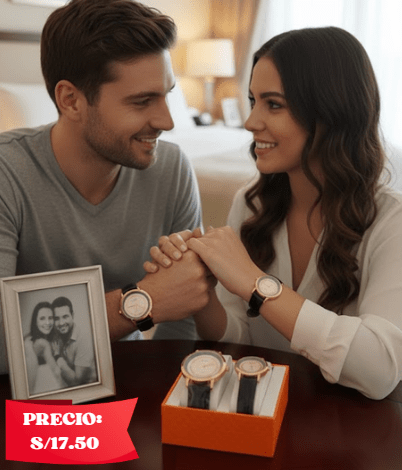 RELOJ DUO PAREJA CAJA NARANJA1