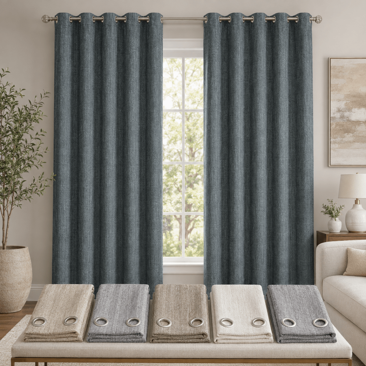 CORTINAS DE LINO 100% BLACKOUT COLOR ENTERO CON ARGOLLA1