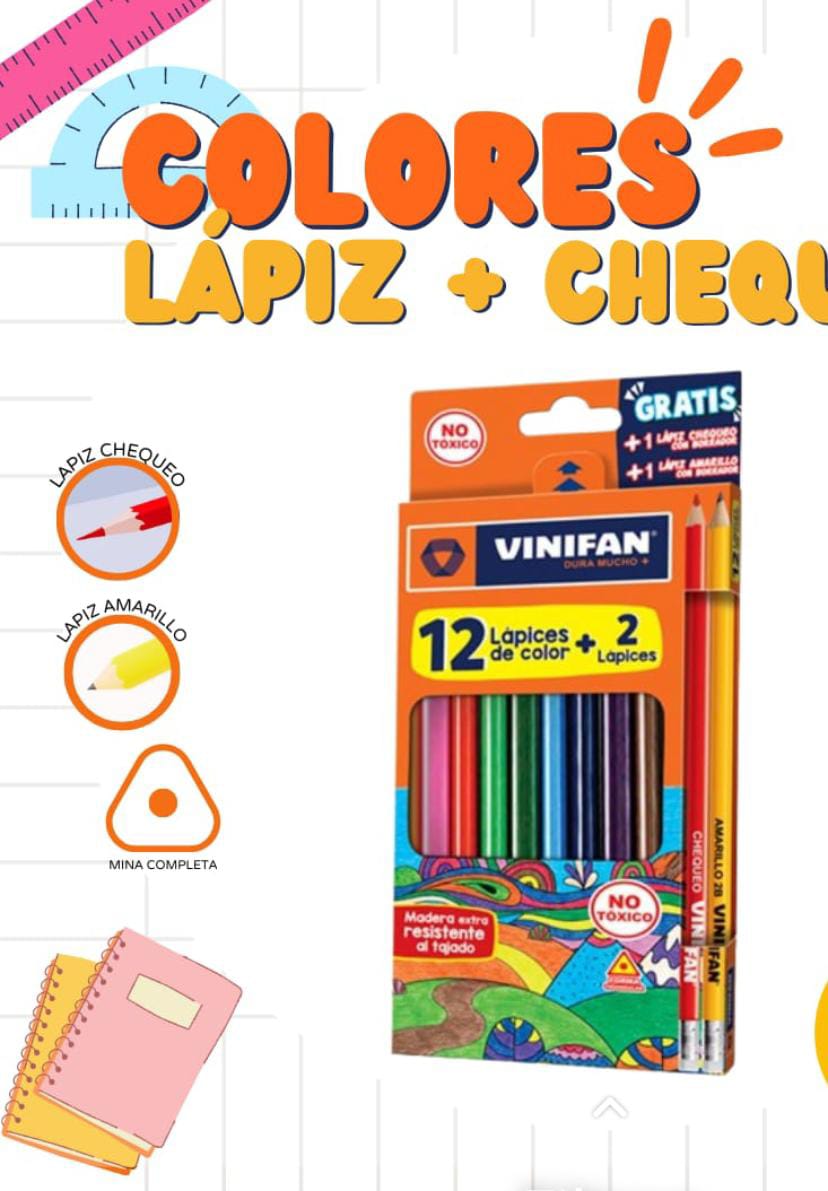 12 LAPICES DE COLOR MAS 2 LAPICES VINIFAN1