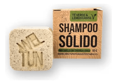 Weltun/ Shampoo Solido 60gr. Variedades  Té verde & Lenongrass (cabello graso)1