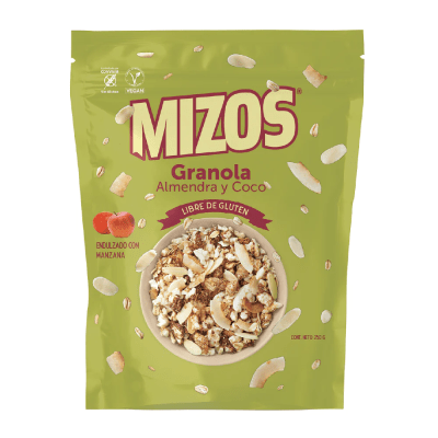 granola almendra y coco 250gr Mizos1