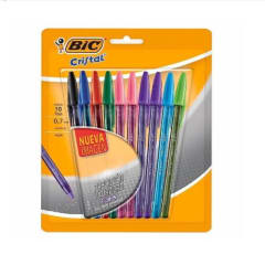 Set 10 Boligrafos Colores Pta Media BIC
