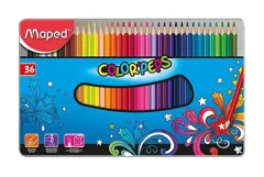 Caja Metalica 36 Lapices Colores Maped