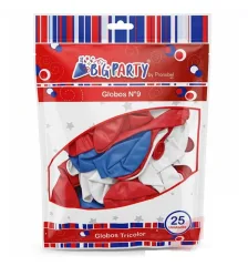 Set Globos No 9 Tricolor 25u Big Party