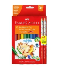 Lapiz Color Jumbo 12 col+2 lapices grafitos Faber Castell