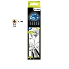 Lapices Grafito 2HB Triangular 12 unid C/goma Hand