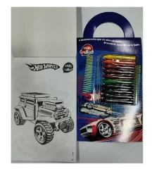 Libro Pintar con 10 Lapices de Cera Hot Wheels Tris