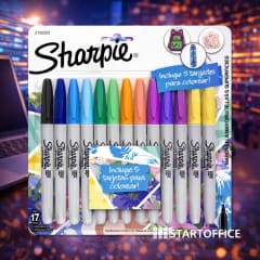 Marcadores Permanentes Punta Fina 12un + 5 tarjetas Sharpie