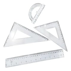 Set Regla 30cm +Transportador + Escuadras