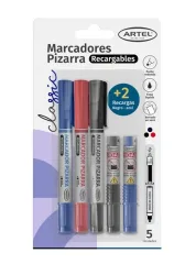 Set Marc.Pizarra RO-AZ-NE + 2 Recarg Artel